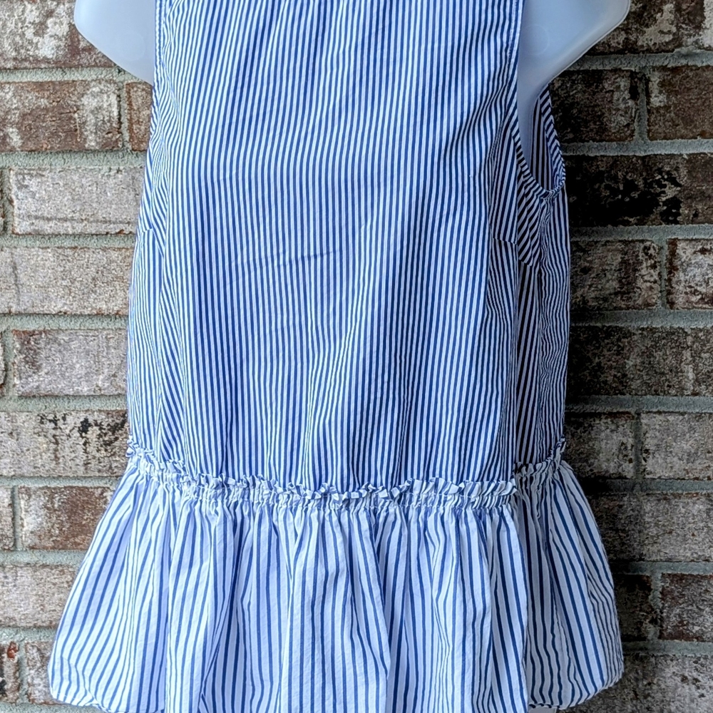 Blue and White Striped Peplum Top